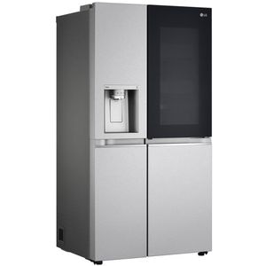 Side by Side LG GSXV91MBAE, No Frost, InstaView, 635 l, H 179 cm, Clasa E, Dozator apa, argintiu