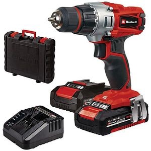 Masina de gaurit si insurubat EINHELL TE-CD 18/2 Li-Kit, 18 V, 2,5 Ah, 33 x 10 x 33 cm, 2 trepte de viteza, valiza transport, 2 acumulatori