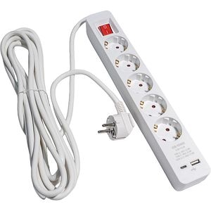 Prelungitor STROHM, 5 prize, 5m, alb