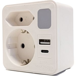 Adaptor priza STROHM, 2 prize, IP20, 3680W, alb