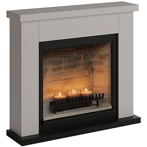 Semineu decorativ cu lumanari TAGU ZenFlame Frode Light Beige, MDF, bej
