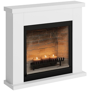 Semineu decorativ cu lumanari TAGU ZenFlame Frode Pure White, MDF, alb