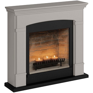 Semineu decorativ cu lumanari TAGU ZenFlame Helmi Light Beige, MDF, bej