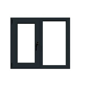Fereastra termopan PVC, geam Float + Low-E, gri, 6 camere, 136 x 116 cm, stanga, dubla deschidere, fixa + oscilobatanta  Aplast