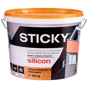 Tencuiala decorativa, interior/exterior, alb, 25 kg  Sticky