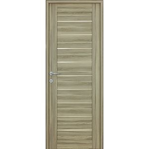 Usa de interior cu geam, maro, reversibila, mdf, 203 x 68 cm, toc inclus • Tarra