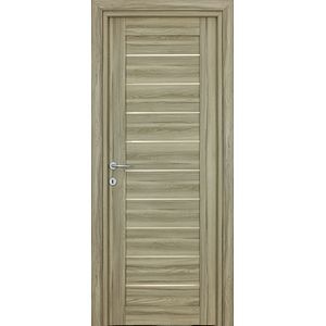 Usa de interior cu geam, maro, reversibila, mdf, 203 x 78 cm, toc inclus • Tarra