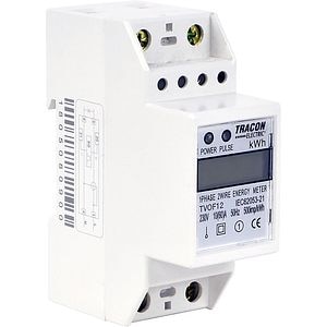 Contor electric monofazat TRACON TC02115, sina DIN, 100A, IP20, alb