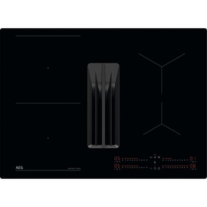 Plita incorporabila cu hota integrata AEG TCH74B01FB, Inductie, 4 arzatoare, Touch control, negru