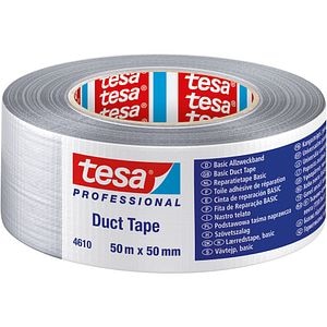 Banda adeziva Duct Tape TESA 4610 Basic, 50 m x 50 mm, gri-argintiu