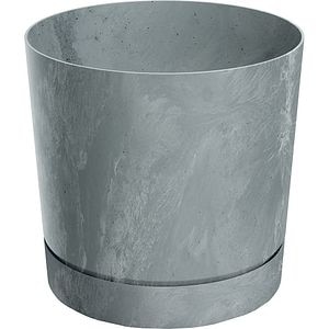 Ghiveci Tubo P PROSPERPLAST, D24 cm, gri efect beton