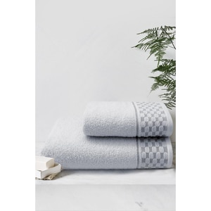 Set 2 prosoape baie MILA HOME Circle, 50 x 90 cm, 70 x 140 cm, bumbac, gri