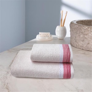 Set 2 prosoape baie MILA HOME Roving, 50 x 90 cm, 70 x 140 cm, bumbac, roz