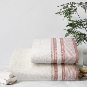 Set 2 prosoape baie MILA HOME Zigzag, 50 x 90 cm, 70 x 140 cm, bumbac, crem