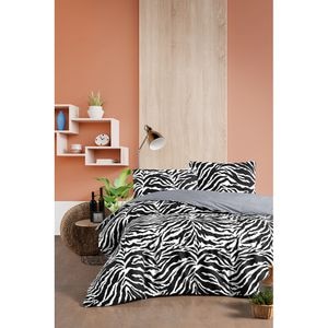 Lenjerie de pat Duo Zebra, 2 persoane, 100% bumbac, 160 x 200 cm, 4 piese