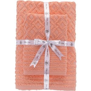 Set 2 prosoape baie MILA HOME Sara, 70 x 140 cm, 50 x 90 cm, bumbac, portocaliu