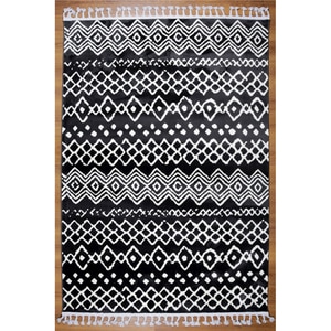 Covor living / dormitor Deco, 100 x 200 cm, acril, negru-alb