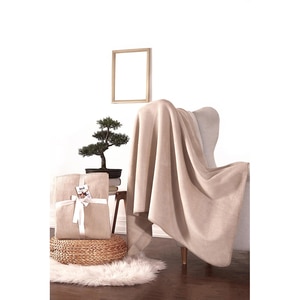 Patura MILA HOME BAT43, 125 x 155 cm, bumbac + acril + poliester, bej