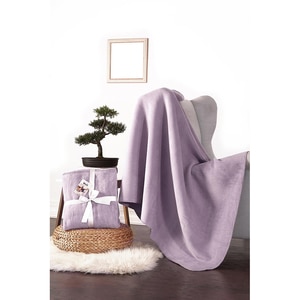 Patura MILA HOME BAT44, 125 x 155 cm, bumbac + acril + poliester, lila