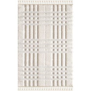 Covor living / dormitor Shaggy 2, 120 x 160 cm, polipropilena, alb