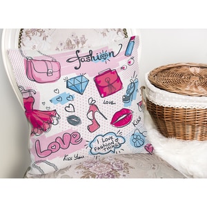 Fata perna decorativa Fashion Accessories, 30% bumbac + 70% poliester, 43 x 43 cm, multicolor