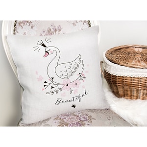 Fata perna decorativa Duck Modern, 30% bumbac + 70% poliester, 43 x 43 cm, alb-negru