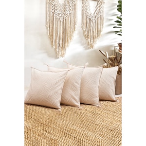 Set 4 fete de perna decorativa Natural, 100% bumbac, 55 x 55 cm, bej