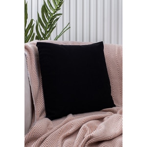 Fata perna decorativa Plain, 100% poliester, 45 x 45 cm, negru