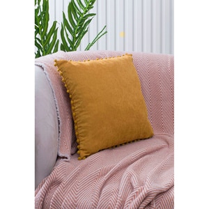 Fata perna decorativa Pompom, 100% poliester, 45 x 45 cm, portocaliu