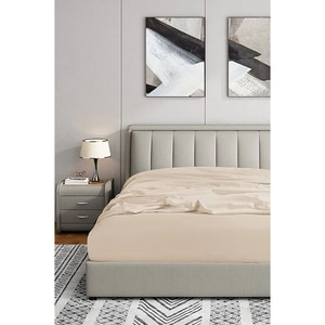 Cearsaf cu elastic pat MILA HOME, 100% bumbac ranforce, 160 x 200 cm, bej