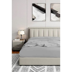 Cearsaf cu elastic pat MILA HOME, 100% bumbac ranforce, 160 x 200 cm, gri