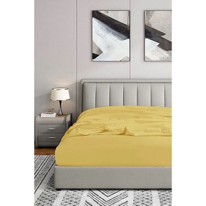 Cearsaf cu elastic pat MILA HOME, 100% bumbac ranforce, 160 x 200 cm, mustar