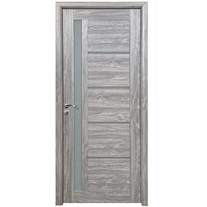 Usa interior U72, cu geam, reversibila, MDF, 80 x 204 cm, gri