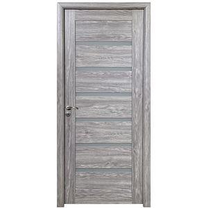 Usa interior U73, cu geam, reversibila, MDF, 70 x 204 cm, gri