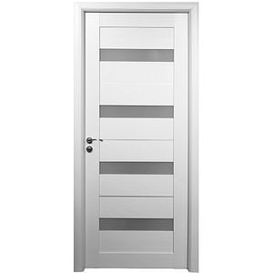 Usa interior U76, cu geam, reversibila, MDF, 70 x 204 cm, alb