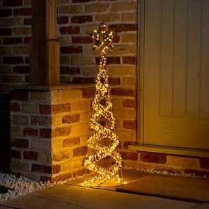 Decoratiune Craciun Brad rasucit, 260 LED-uri, 101 cm, auriu
