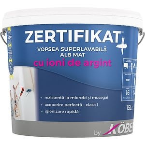 Vopsea superlavabila KOBER Zertifikat Plus New, alb, 15L