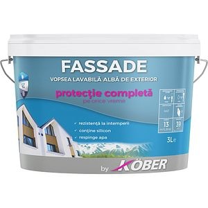 Vopsea superlavabila cu silicon KOBER Fassade, alb, 3L