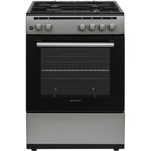 Aragaz VORTEX VAG6060SS01V, 4 arzatoare, Gaz, L 60 cm, Grill, argintiu