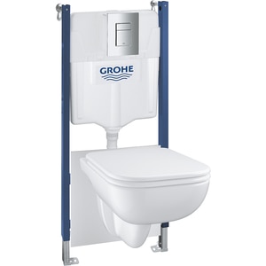 Set vas WC GROHE StartEdge 39818000, montaj suspendat, evacuare orizontala, cu capac, alb