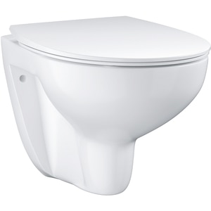 Vas WC GROHE Bau Ceramic 39899000, montaj suspendat, evacuare orizontala, cu capac, alb