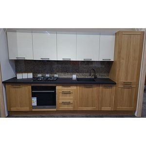 Mobila bucatarie Verbena-Stevia, PAL, 330 x 60 x 216 cm, maro-crem lucios