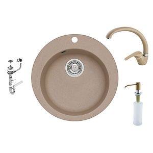 Set chiuveta si baterie compozit, bej  Victoria Alveus