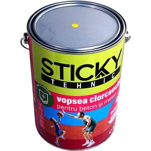 Vopsea clorcauciuc interior/exterior Sticky Tehnic, pe baza de solvent, galben, 5 kg