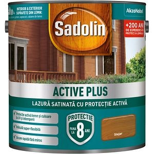 Lazura satinata Sadolin Active Plus, stejar, 2.5 l