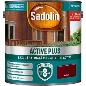 Lazura satinata Sadolin Active Plus, mahon, 2.5 l