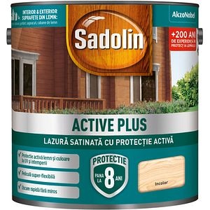 Lazura satinata Sadolin Active Plus, incolor, 2.5 l