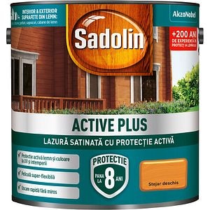 Lazura satinata Sadolin Active Plus, stejar deschid, 0.75 l