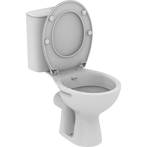 Set vas WC cu bideu IDEAL STANDARD Alpha W009601, ceramica, evacuare orizontala, rezervor 3/6l, capac, alb