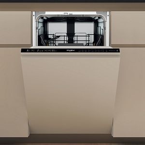 Masina de spalat vase incorporabila WHIRLPOOL WH3ID10BS7SA0, 6th Sense, 10 seturi, 9 programe, 45 cm, Clasa D, panou comanda negru